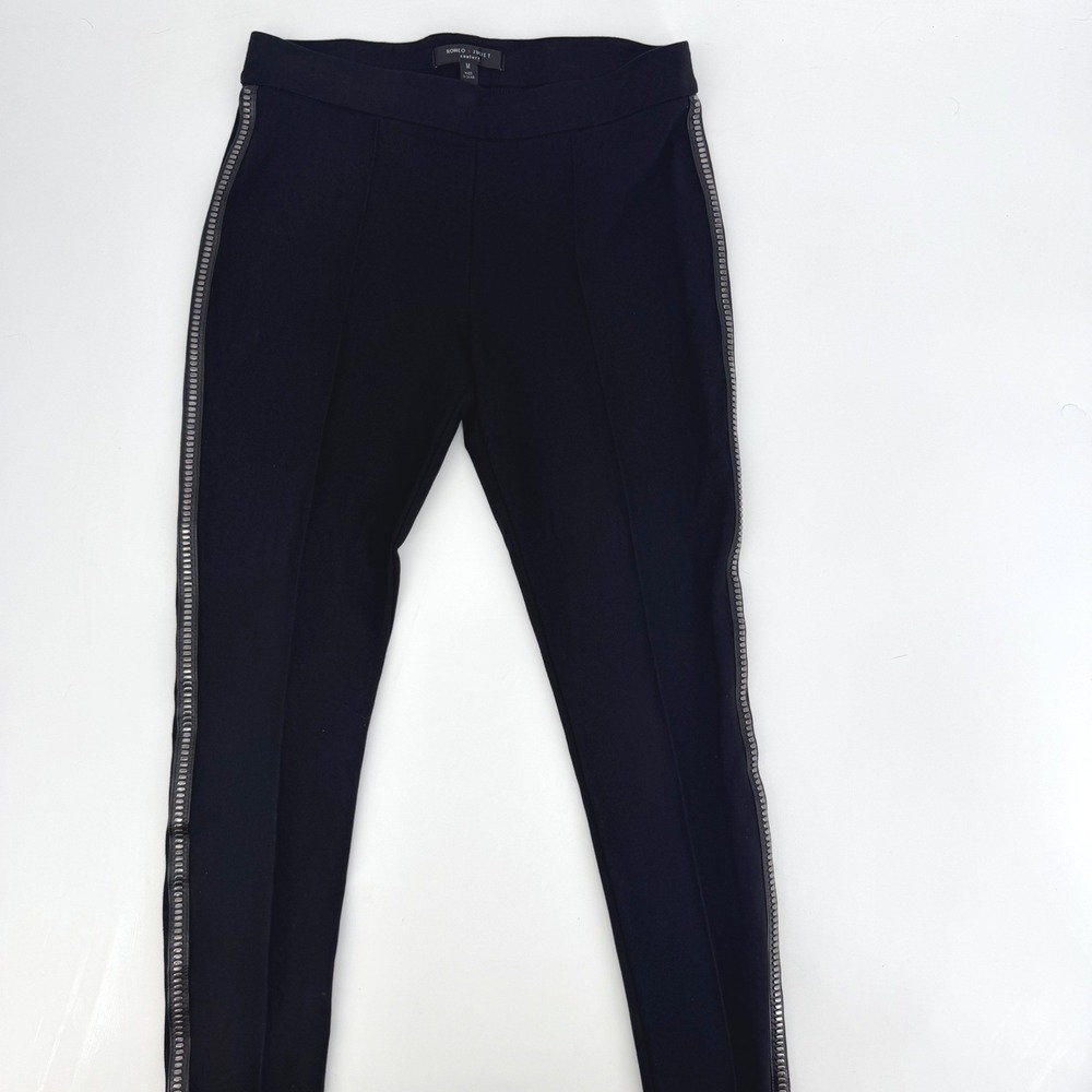 Romeo + Juliet Couture Leggings M Black Studded Side Trim Ponte Knit Moto Edgy